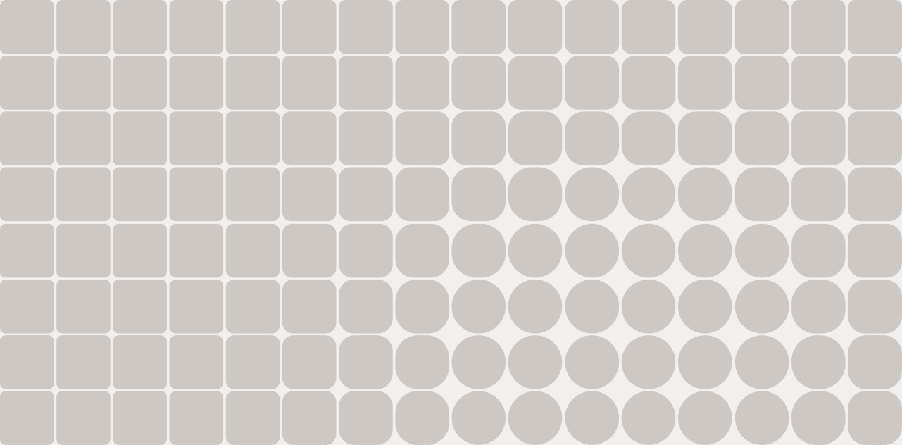 Grid of Dark Tan tiles whose corners round into circles across one patch of the field