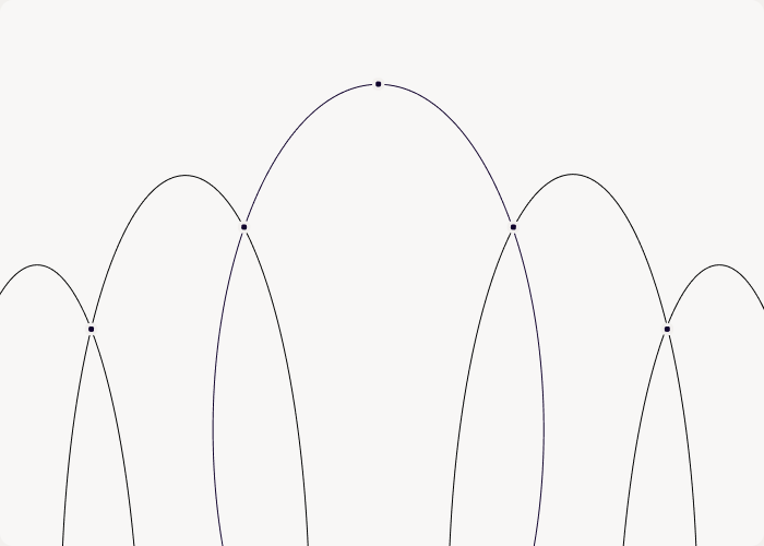 Overlapping arches rising from the bottom edge, with nodes at each crossing