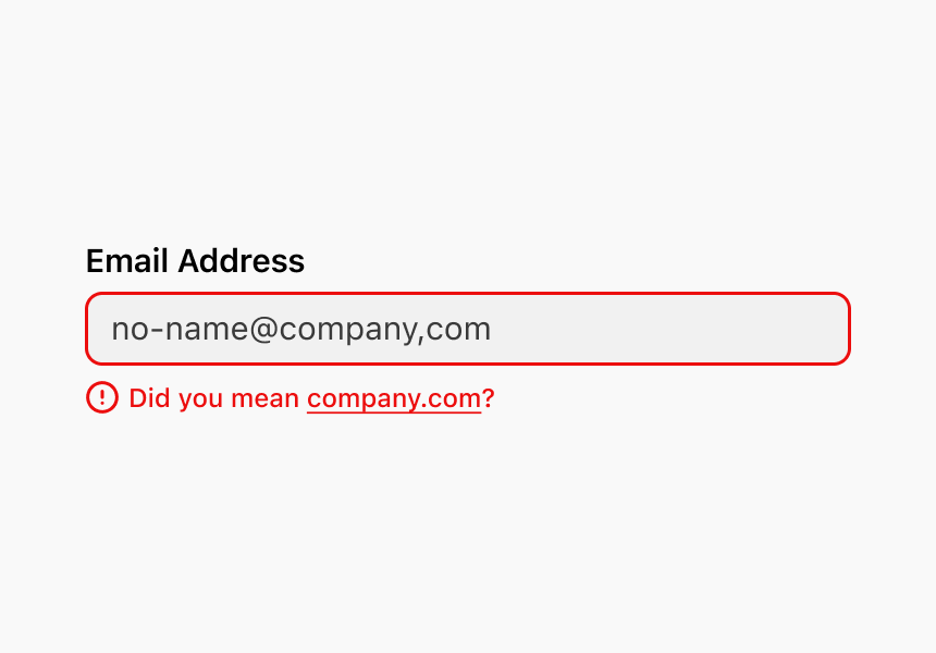 Picture shows input validation error
