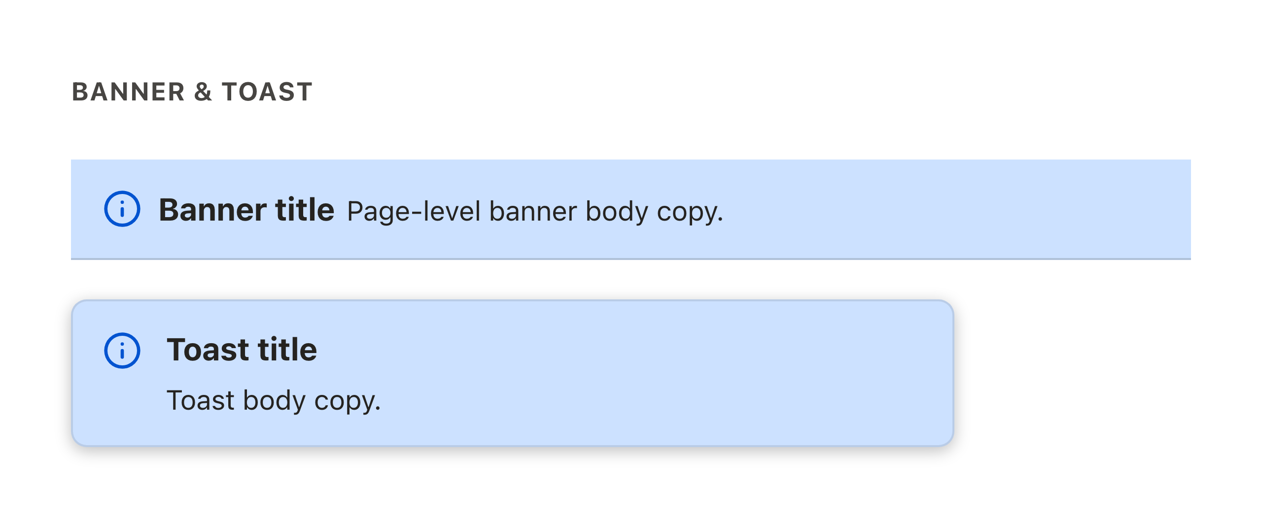 Info banner and info toast — after migration